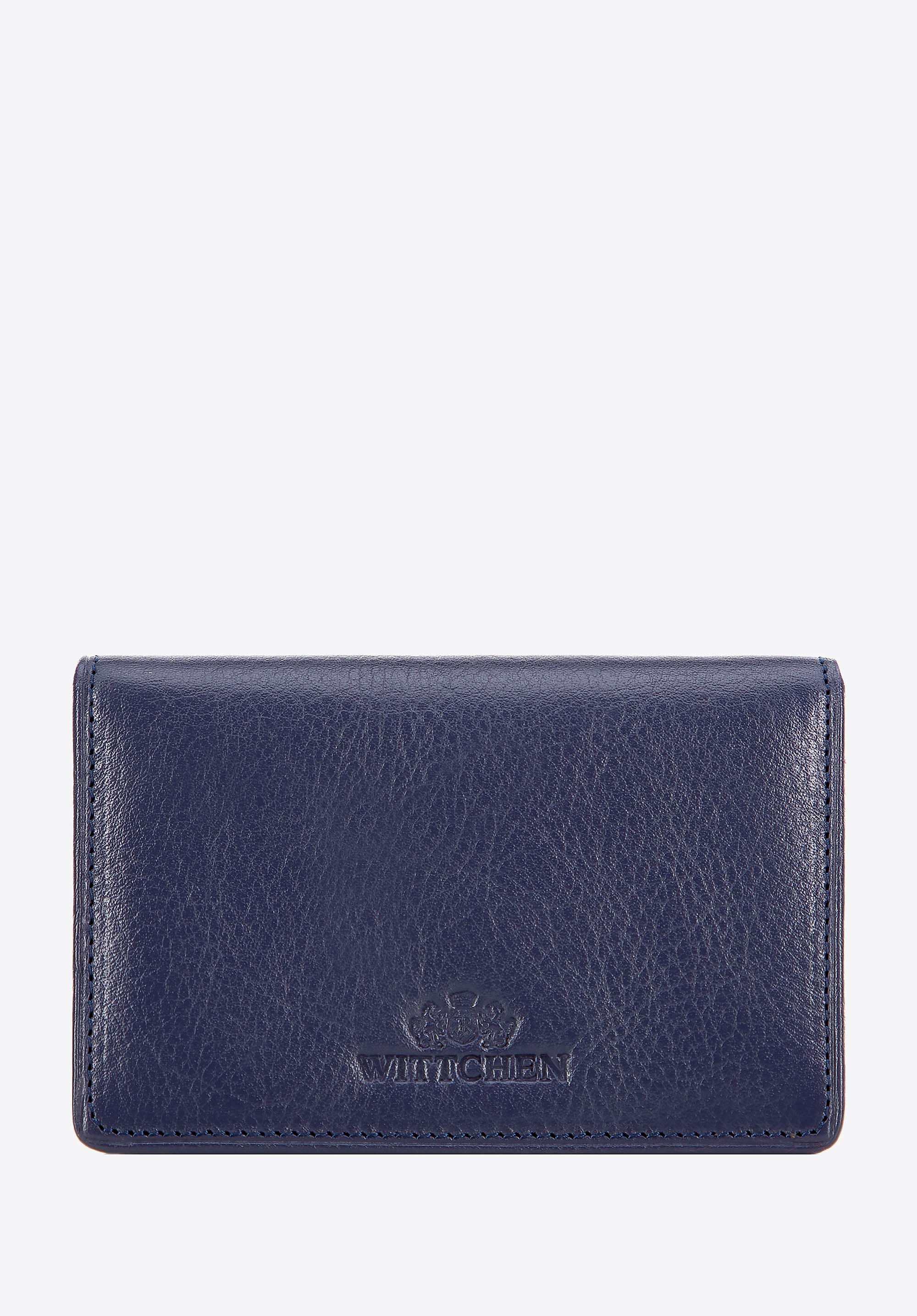 Dodatkowy rabat 25% - Etui na wizytówki skórzane poziome granatowe