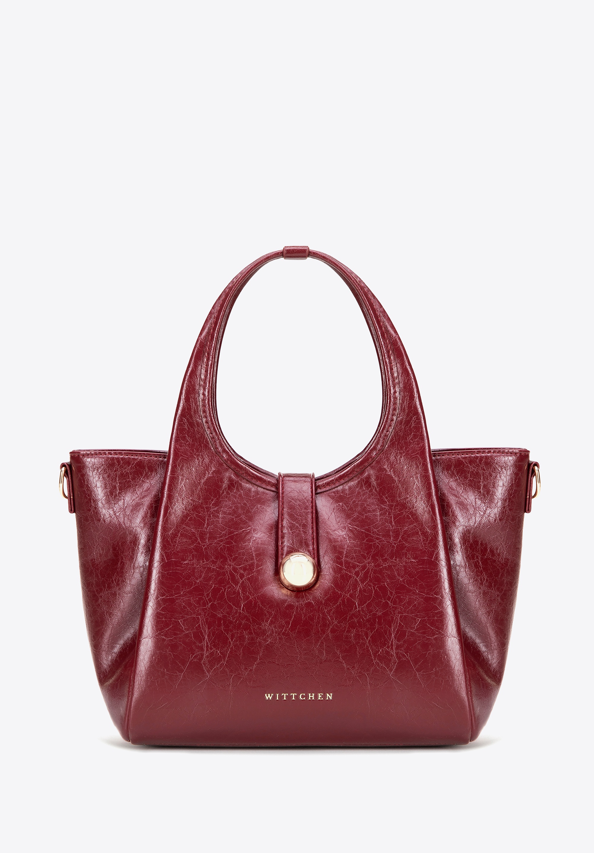 Damski kuferek z imitacji skóry z odpinanym paskiem bordowy