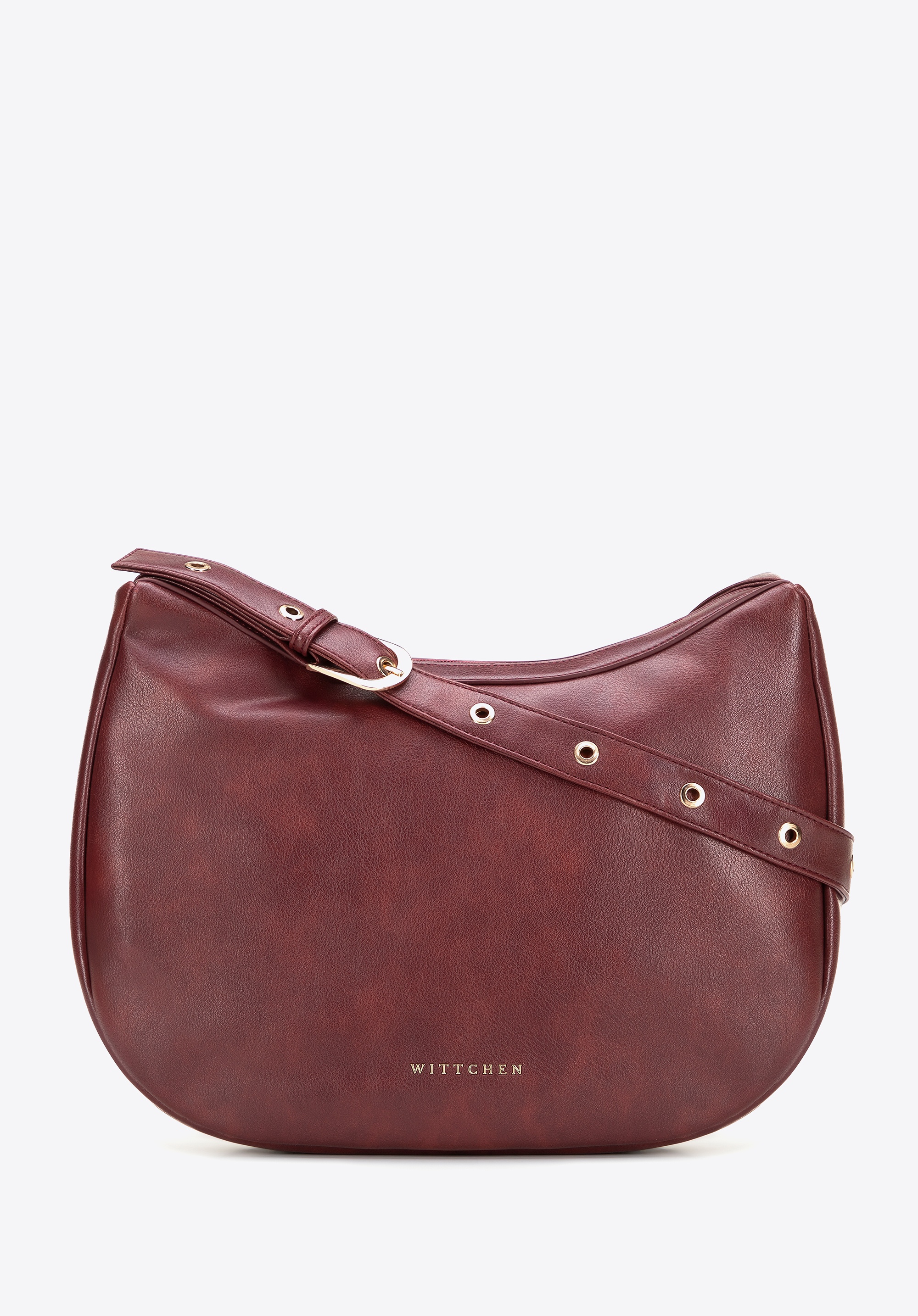 Dodatkowy rabat 25% - Półokrągła torebka na ramię z imitacji skóry bordowa