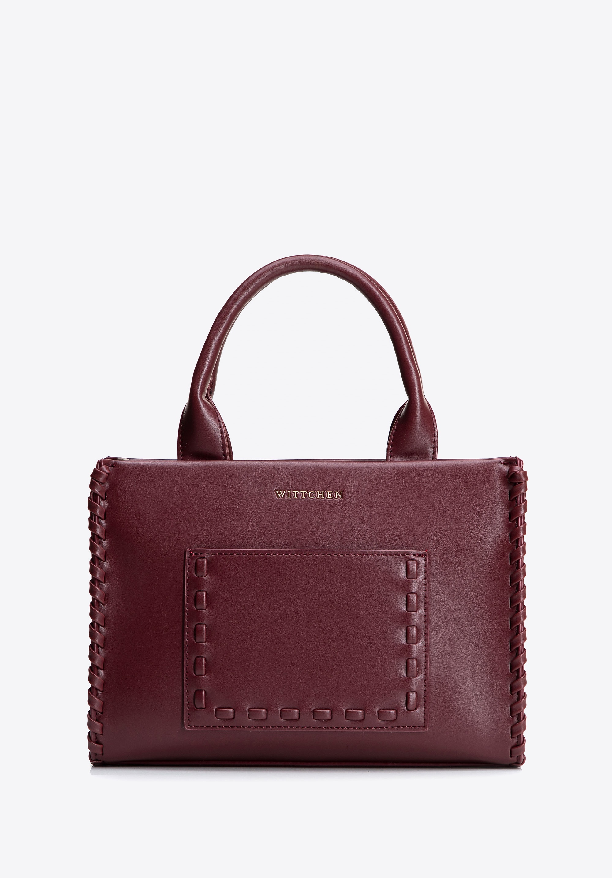 Damski kuferek z imitacji skóry z dekoracyjną plecionką bordowy