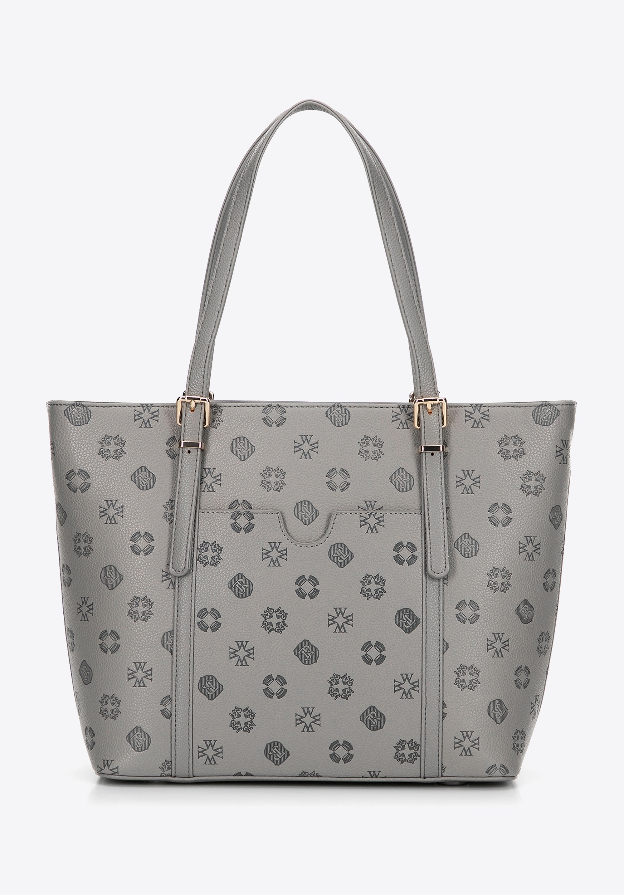 Dodatkowy rabat 25% - Damska shopperka z imitacji skóry z tłoczeniem szara