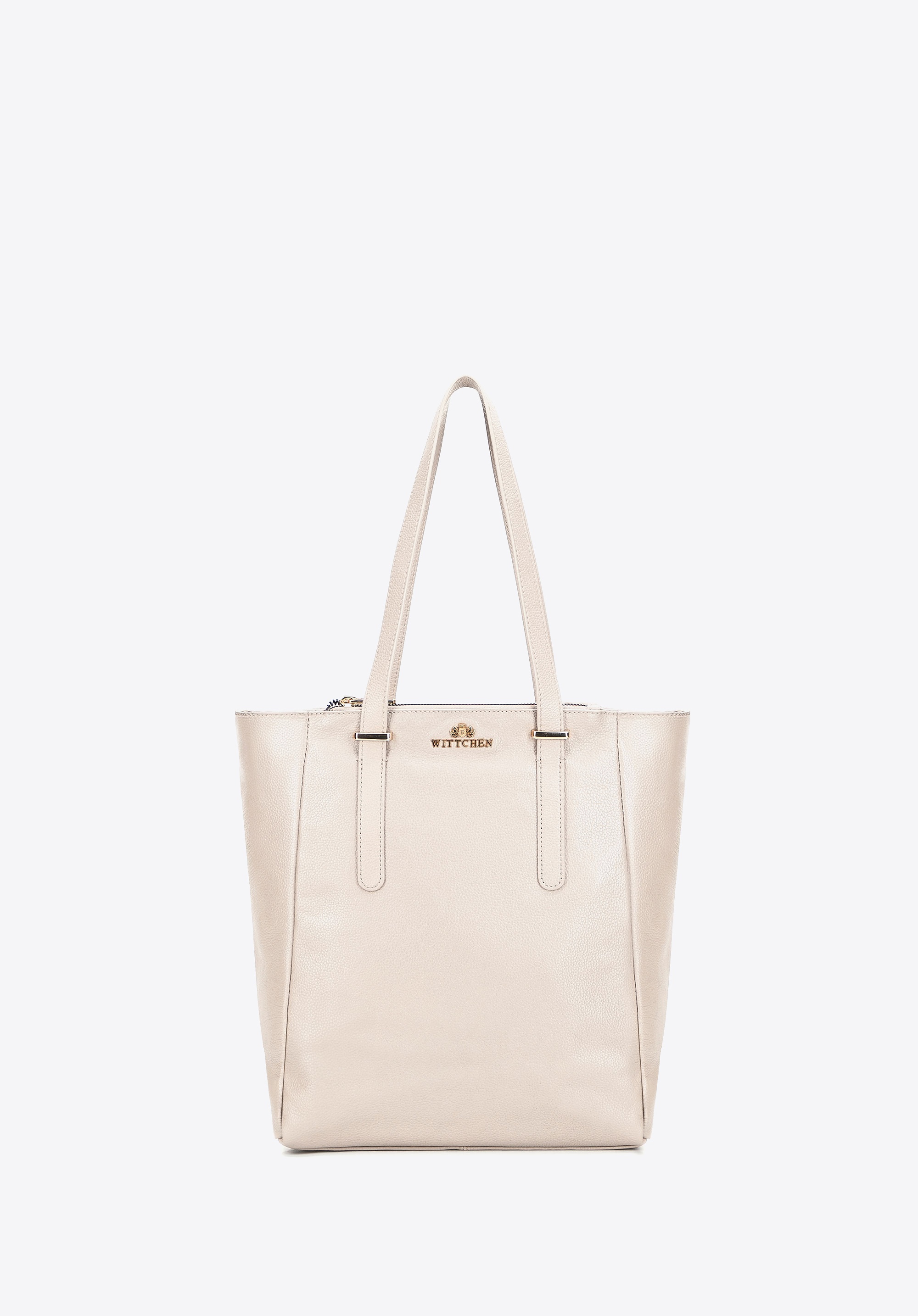 Dodatkowy rabat 25% - Damska shopperka ze skóry naturalnej o fakturze groszkowej kremowa