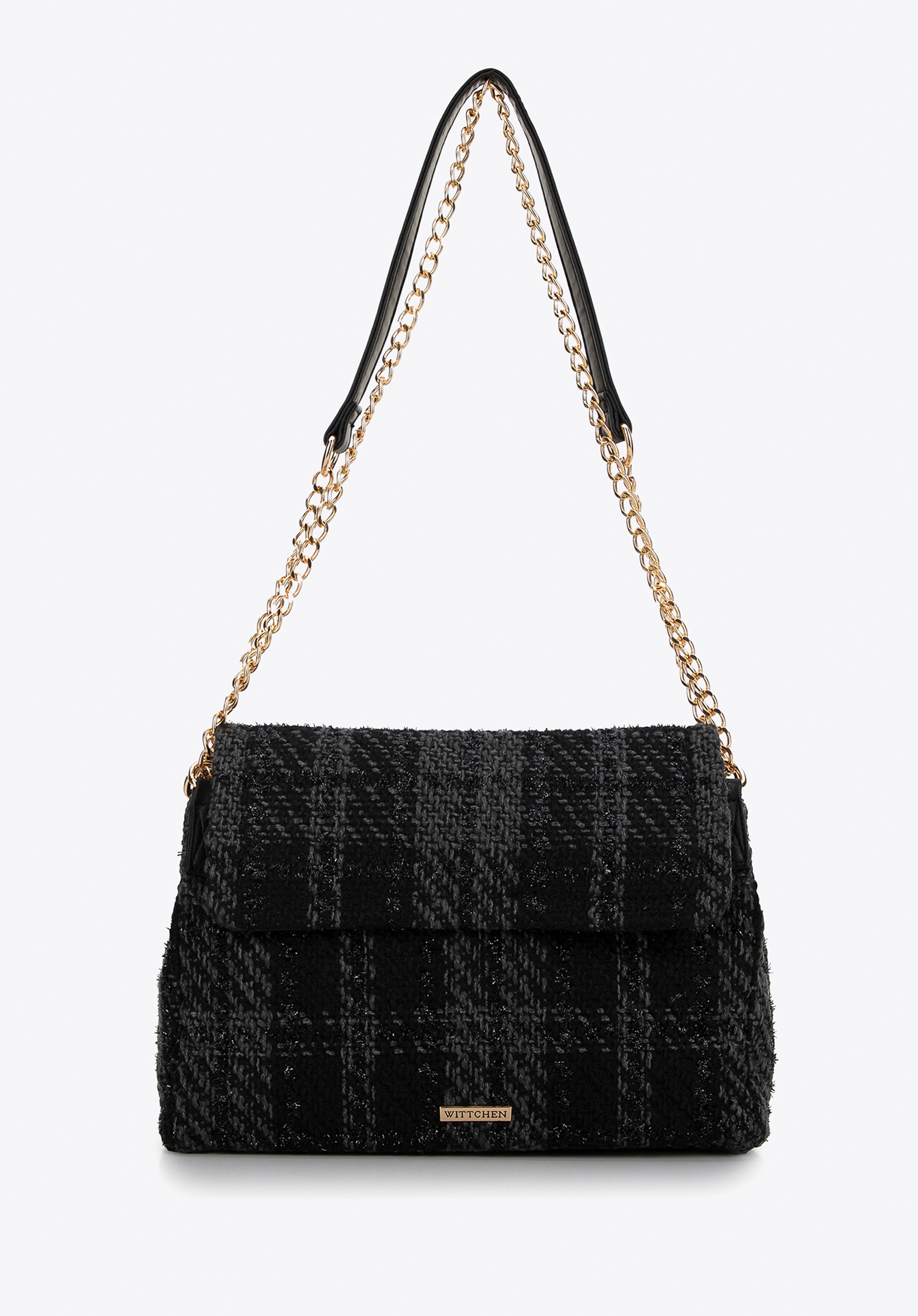 Damska listonoszka z tkaniny bouclé czarna