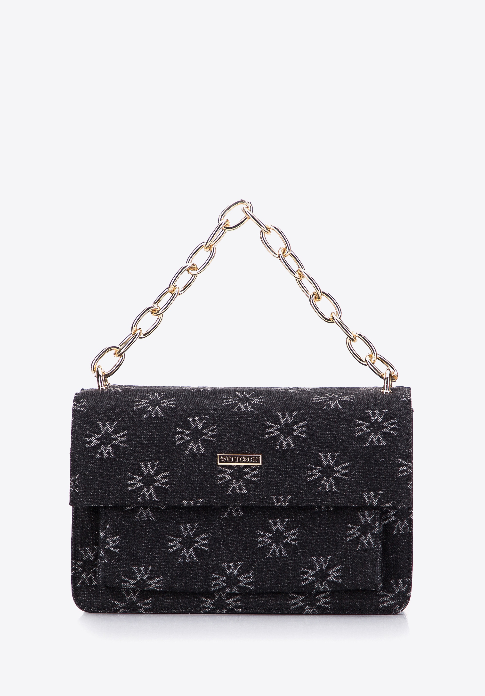 Dodatkowy rabat 25% - Damska listonoszka dżinsowa w monogram mała czarna