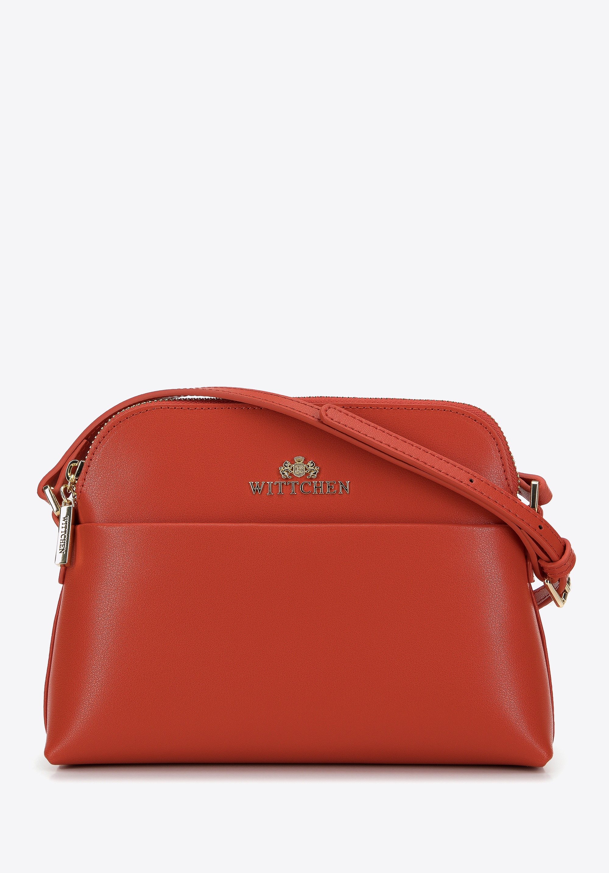 Dodatkowy rabat 25% - Damska saddle bag ze skóry prosta pomarańczowa