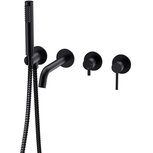 BESCO Bateria wannowa podtynkowa VEO 4-otworowa czarny mat BW-V4P-CZ