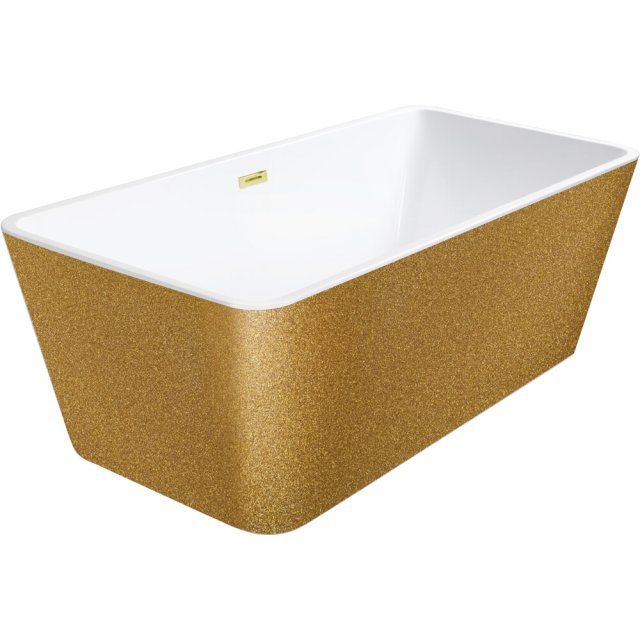 BESCO Wanna wolnostojąca EVITA ZŁOTA 160x80 maskownica syfonu z przel