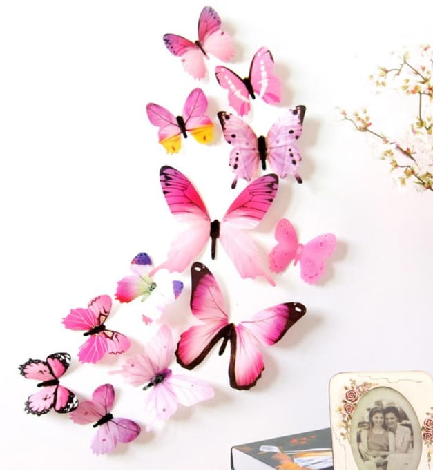 12 sztuk naklejek na ścianę motylki