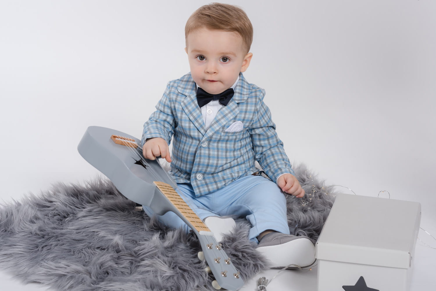 LaFerio Toledo Garnitur w kratę do chrztu dla chłopca