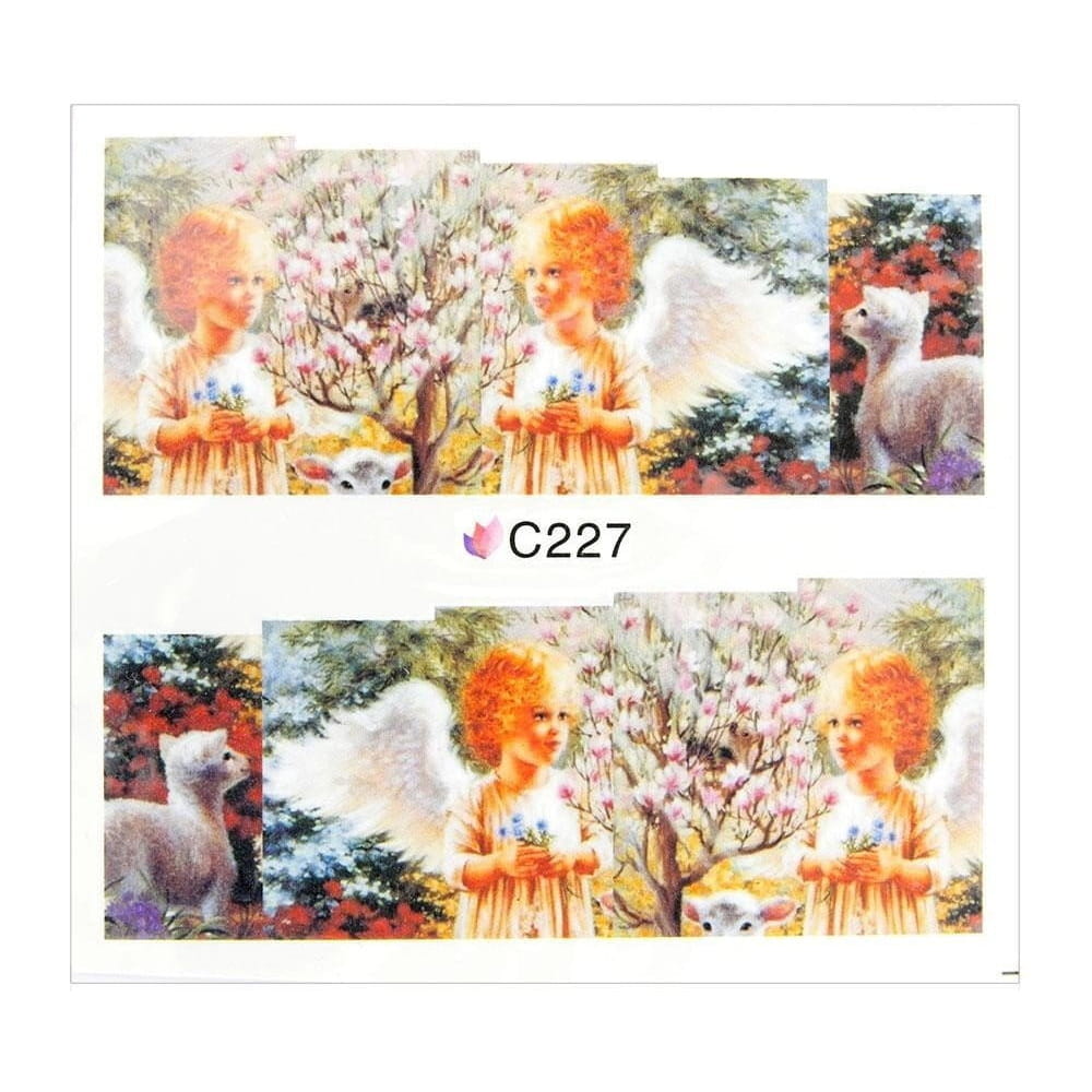 Naklejki wodne do paznokci arkusz 7 x 6,5 cm na 10 palców Nr c227