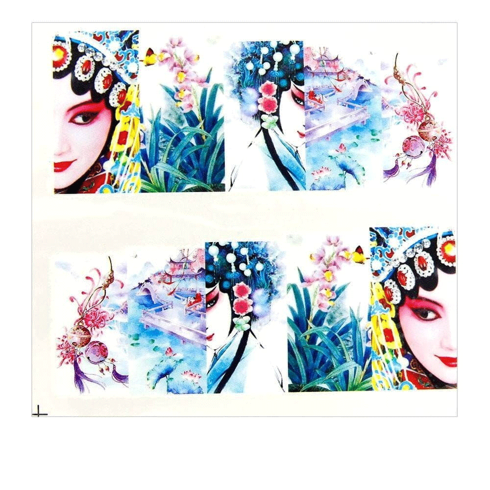 Naklejki wodne do paznokci arkusz 7 x 6,5 cm na 10 palców Nr c215