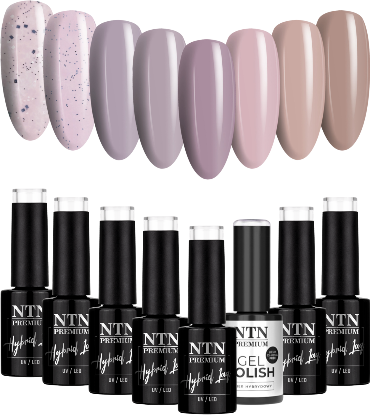 8x Lakier Hybrydowy NTN 5g Limited Edition Browns 1 ZESTAW 9w1