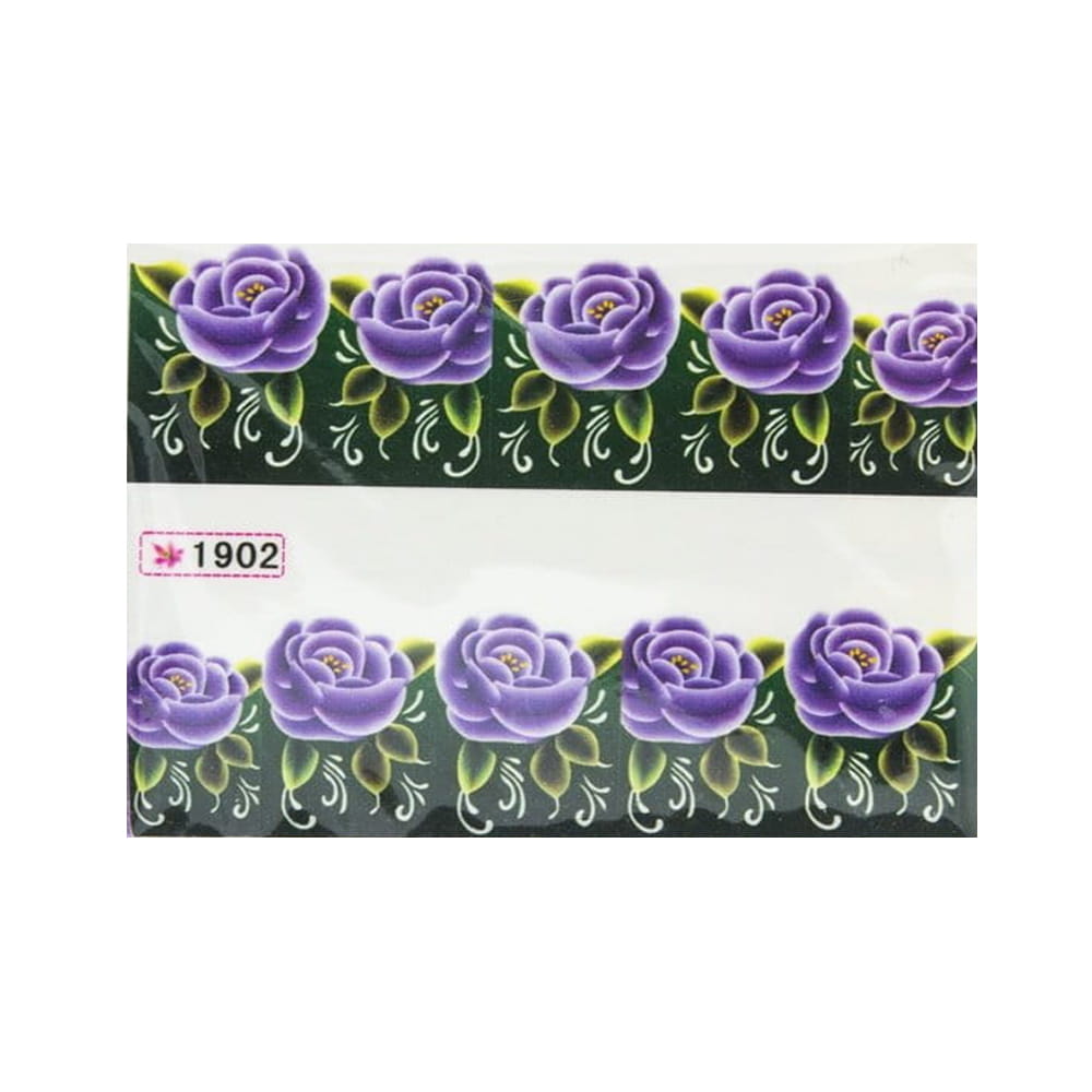 Naklejki wodne do paznokci arkusz 6,5 x 5,5 cm na 10 palców yb Nr 1902