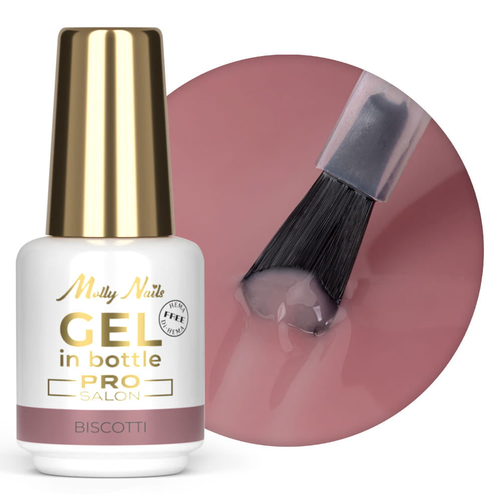 Żel budujący w butelce z pędzelkiem Gel in Bottle Molly Nails Pro Salon Biscotti HEMA/Di-HEMA Free 15g