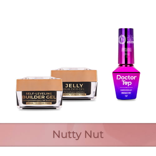 Molly Nails PRO MATCH SYSTEM 2+1 Nutty Nut 2 żele budujące + Doctor Top 10g