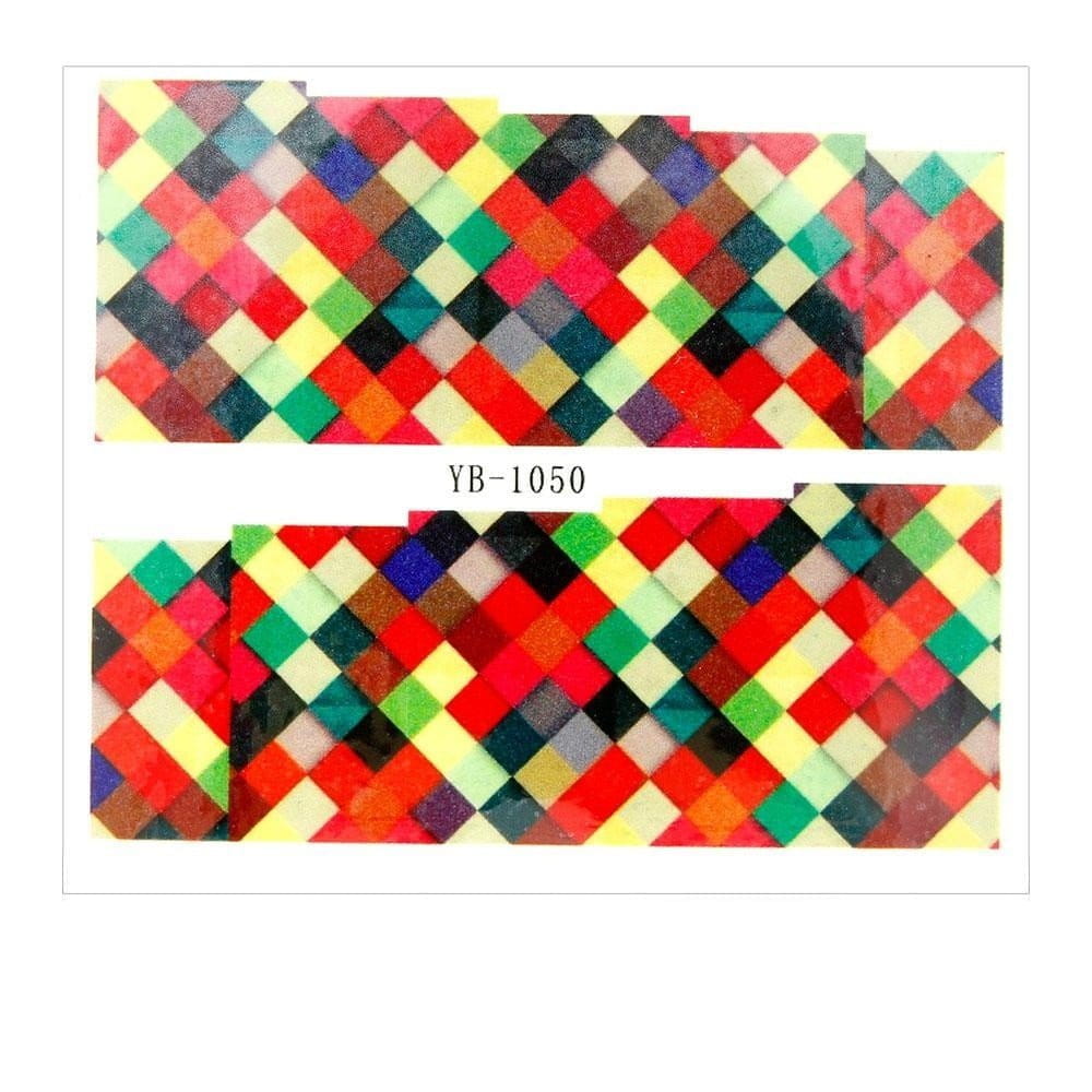 Naklejki wodne do paznokci arkusz 6,5 x 5,5 cm na 10 palców yb Nr 1050