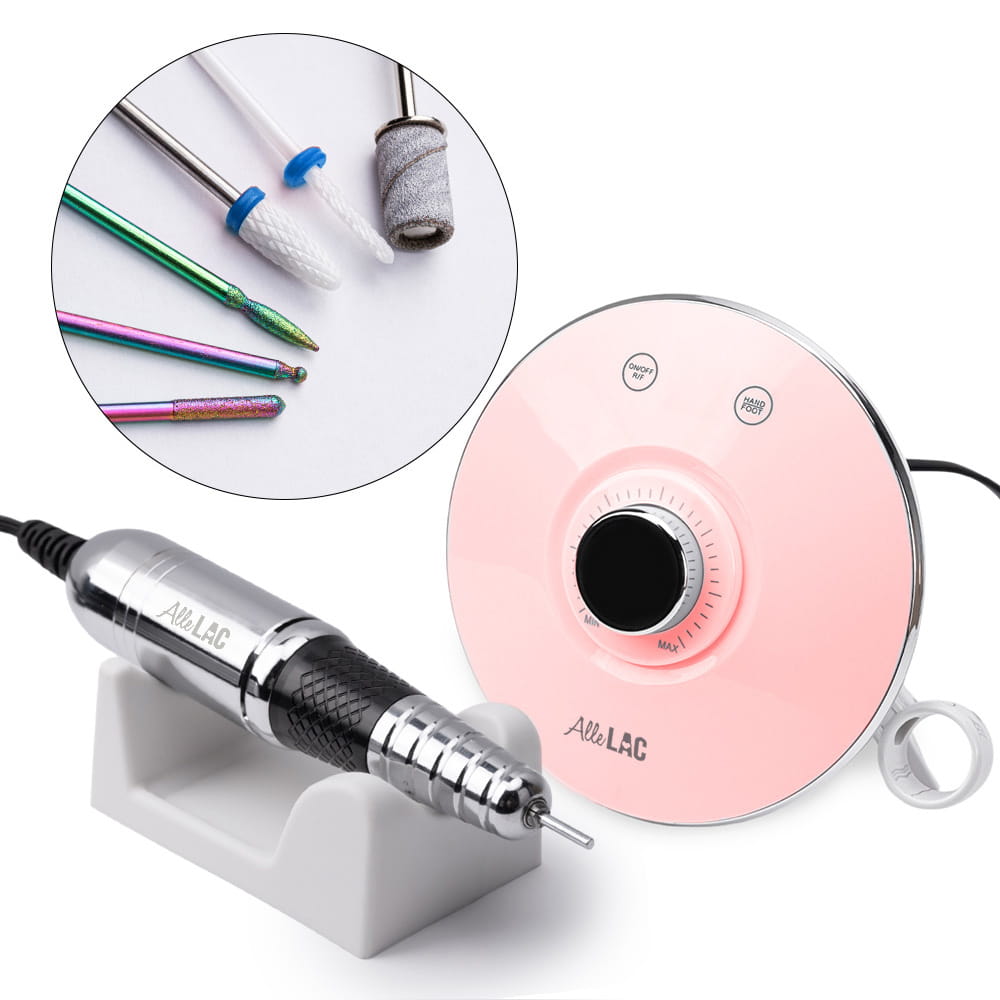 Frezarka do paznokci 68W AlleLac do manicure pedicure różowa M17 45 000 obrotów