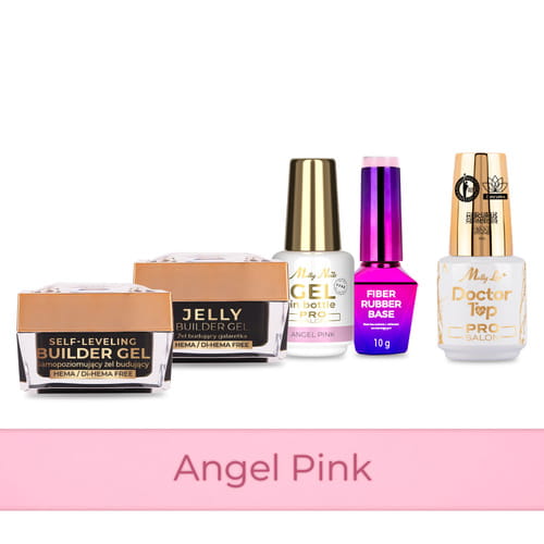 Molly Nails PRO MATCH SYSTEM 4+1 Angel Pink 3 żele budujące + baza + Doctor Top 15g