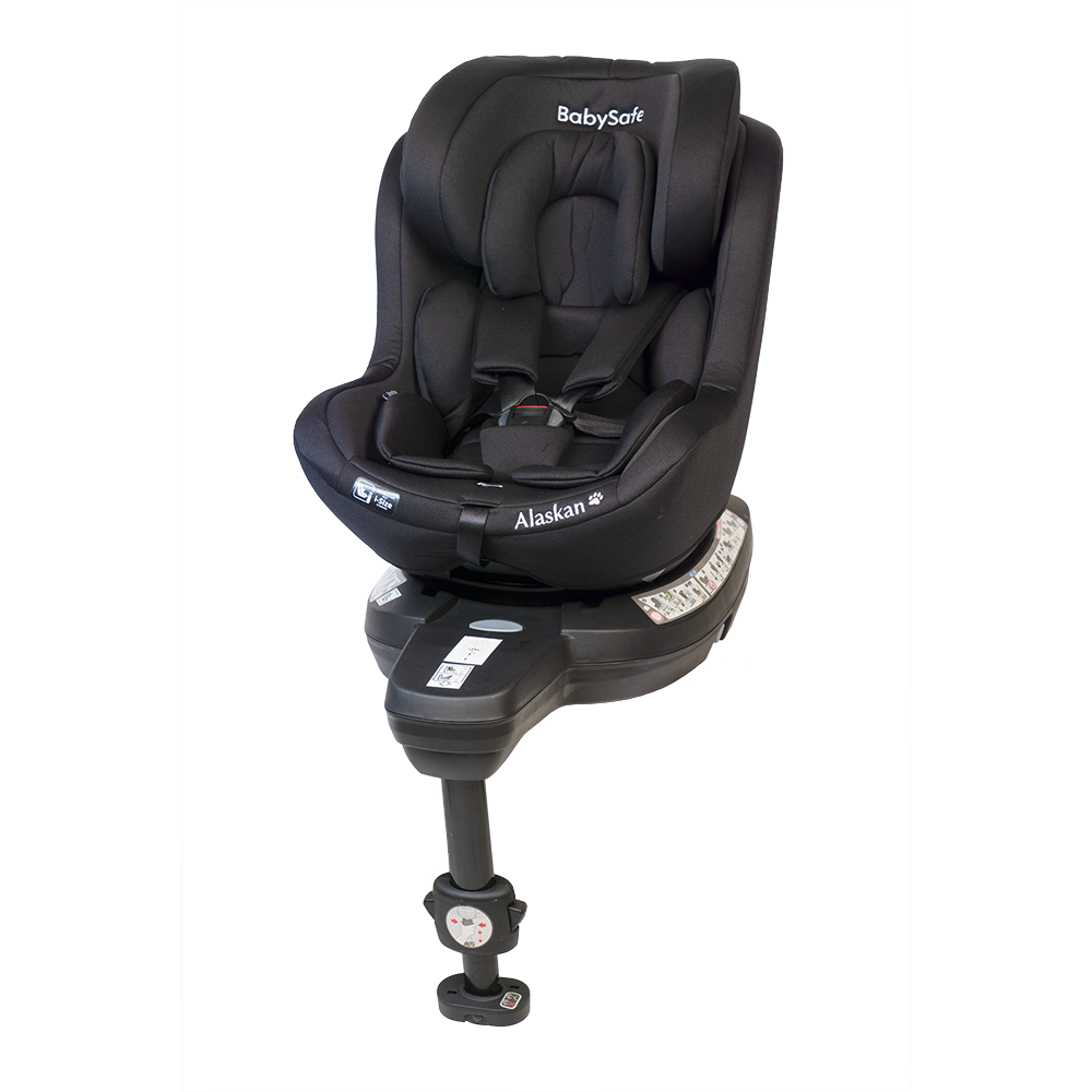 BabySafe, Alaskan - fotelik obrotowy od urodzenia do 105 cm wzrostu-Szaro-Czarny