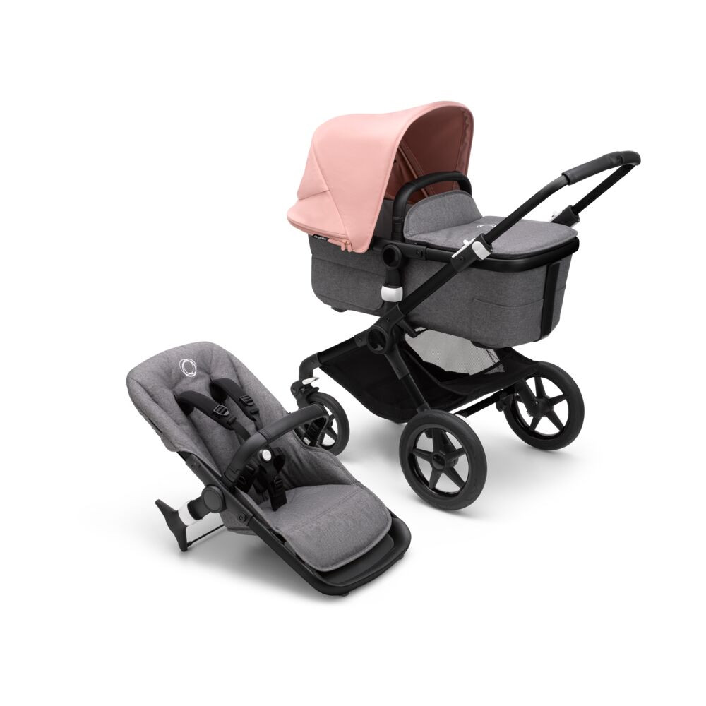 Bugaboo, Fox3 - wózek głęboko-spacerowy-Black-Morning Pink-Grey Melange