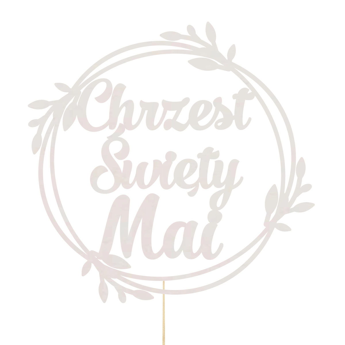 Topper dekoracja na bok tortu pik napis Chrzest Święty imię obręcz bermata