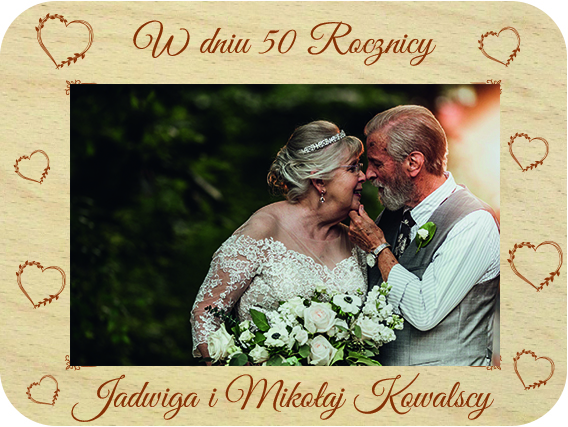 Pamiątka Ślubna prezent dla Rodziców Chrzestnych Świadków Pary Młodej podziękowanie ramka na zdjęcie, drewniana kartka z życzeniami IMIĘ grawer