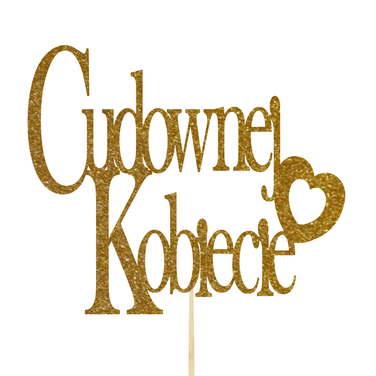 Topper dekoracja na bok tortu pik do prezentu lub bukietu kwiatów dzień kobiet 8 marca drewno złoty