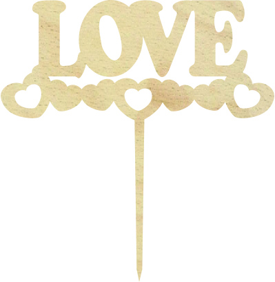 Topper na walentynki LOVE z serduszkami napis drewniany dekoracja na tort pik