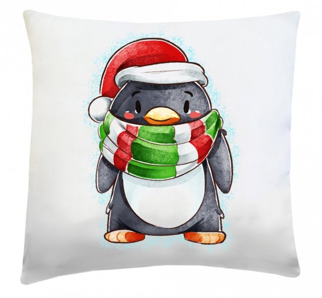 Poduszka świąteczna 40x40 wz. Pingwin
