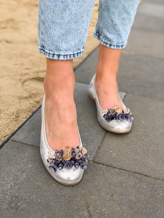 Baleriny damskie 92/117 Złoty