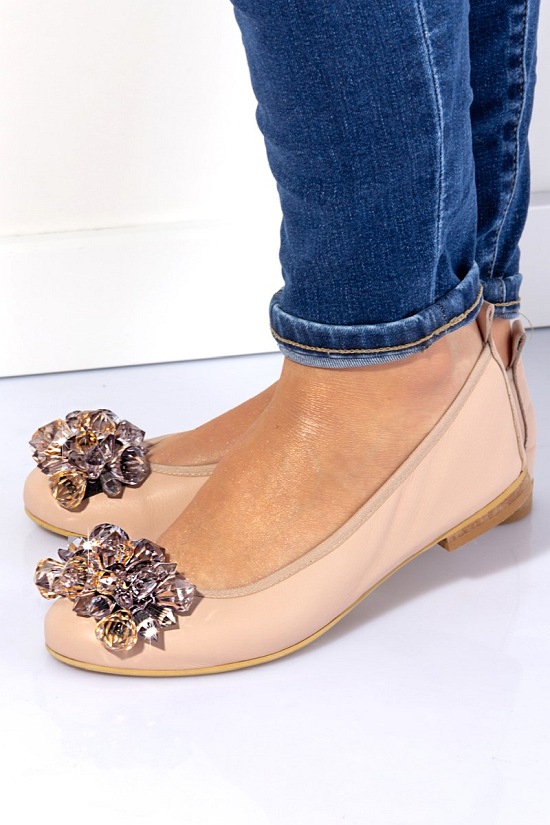 Baleriny damskie 92/117 Nude lico