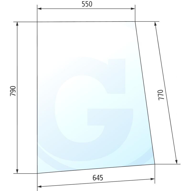 Szyba boczna prawa, bez otworów FIAT L G Ford 35 New Holland TL 82002229