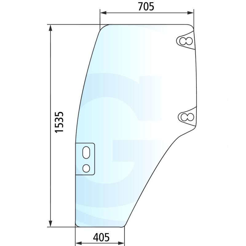 Szyba drzwi lewa, do krótkiego uchwytu wew. (nowa wersja) CASE JXU FIAT L Ford New Holland TL T5000 87302769