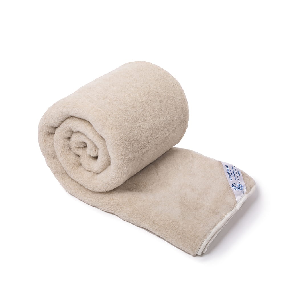 Koc wełniany camel jasny 180x200(+-5cm)