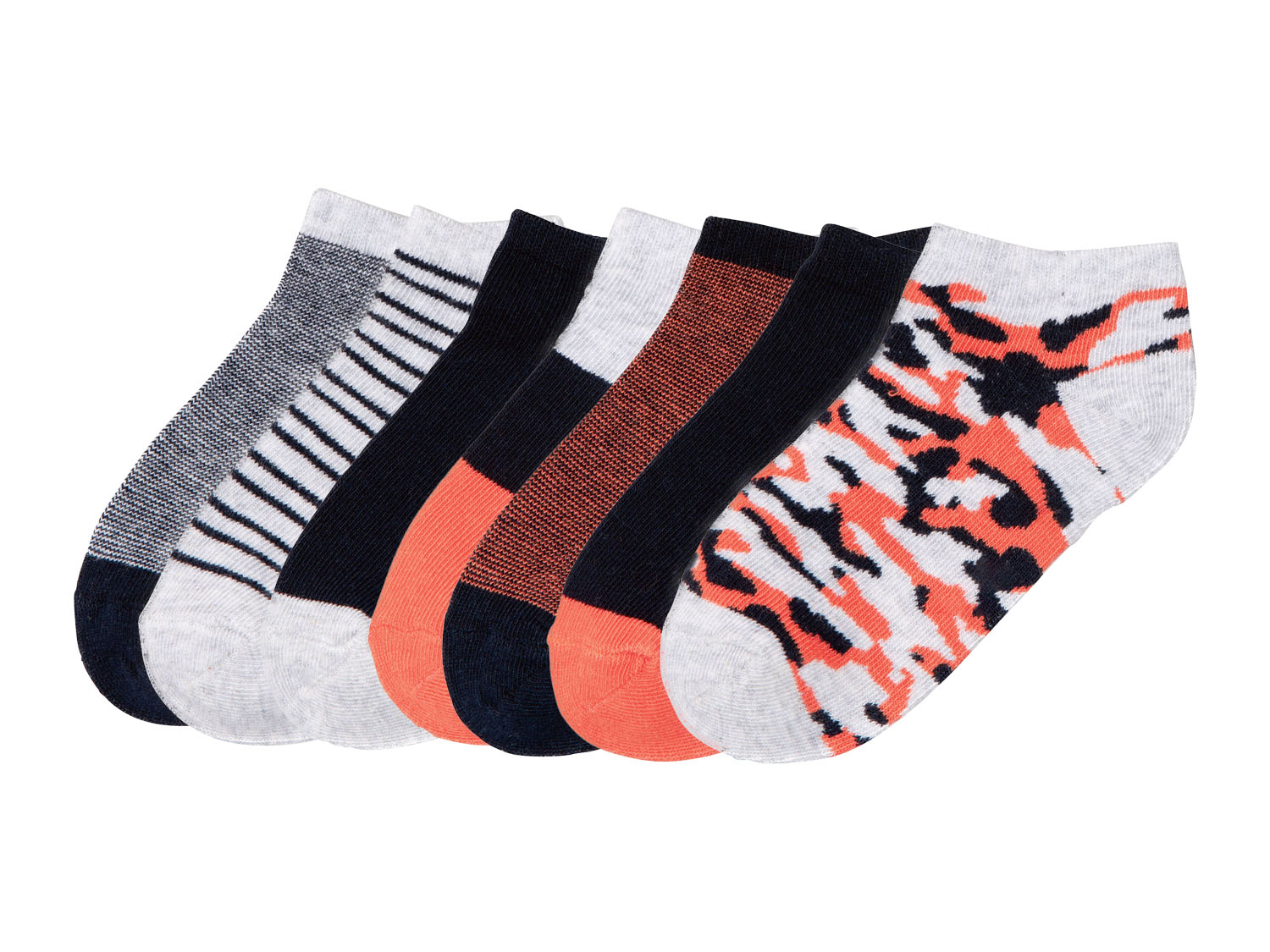 pepperts! Skarpetki stopki dziecięce dla chłopca, 7 par 35-38, Pomarańczowy/ granatowy/ szary