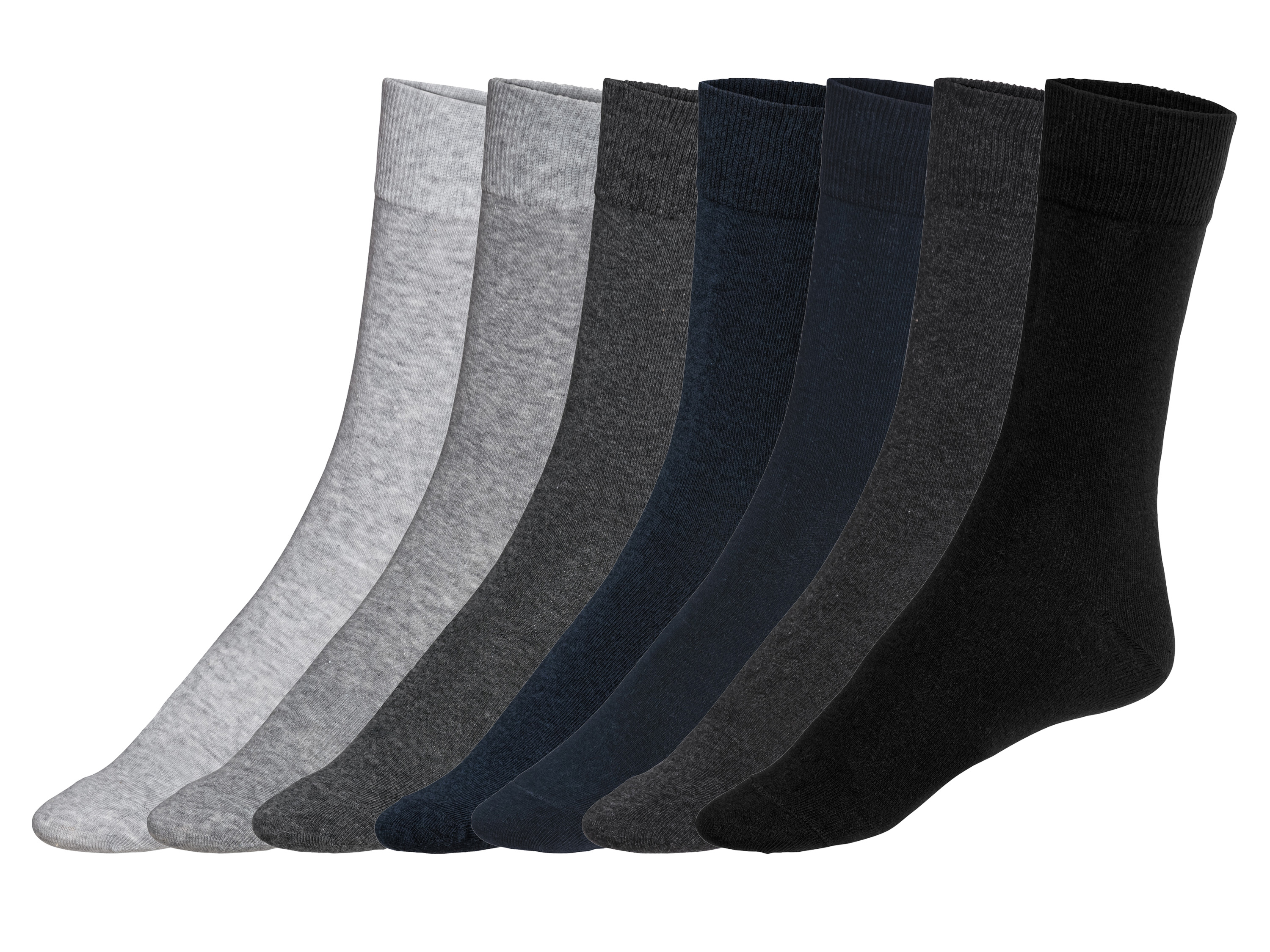 Livergy Skarpetki męskie z bawełną organiczną, 7 par Szary/granatowy/czarny, 43-46