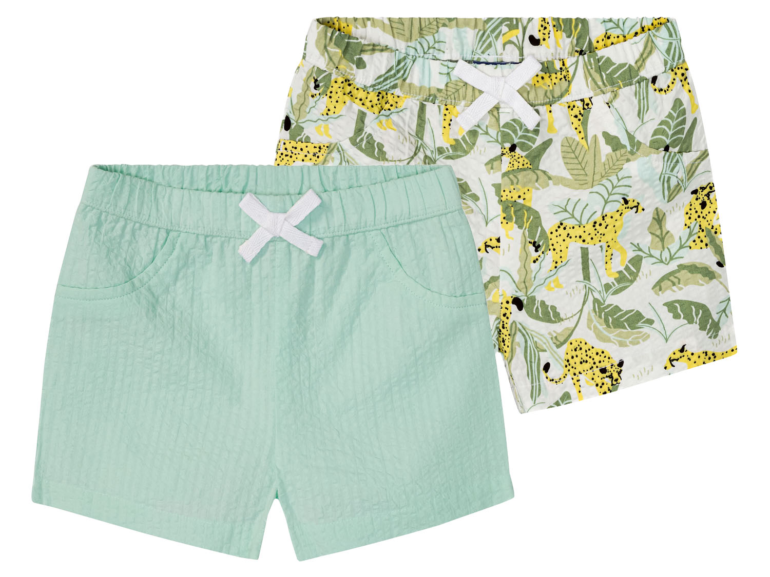 lupilu Szorty dziewczęce z bawełny, 2 pary Turkusowy/zielony, wzorzysty, 98/104