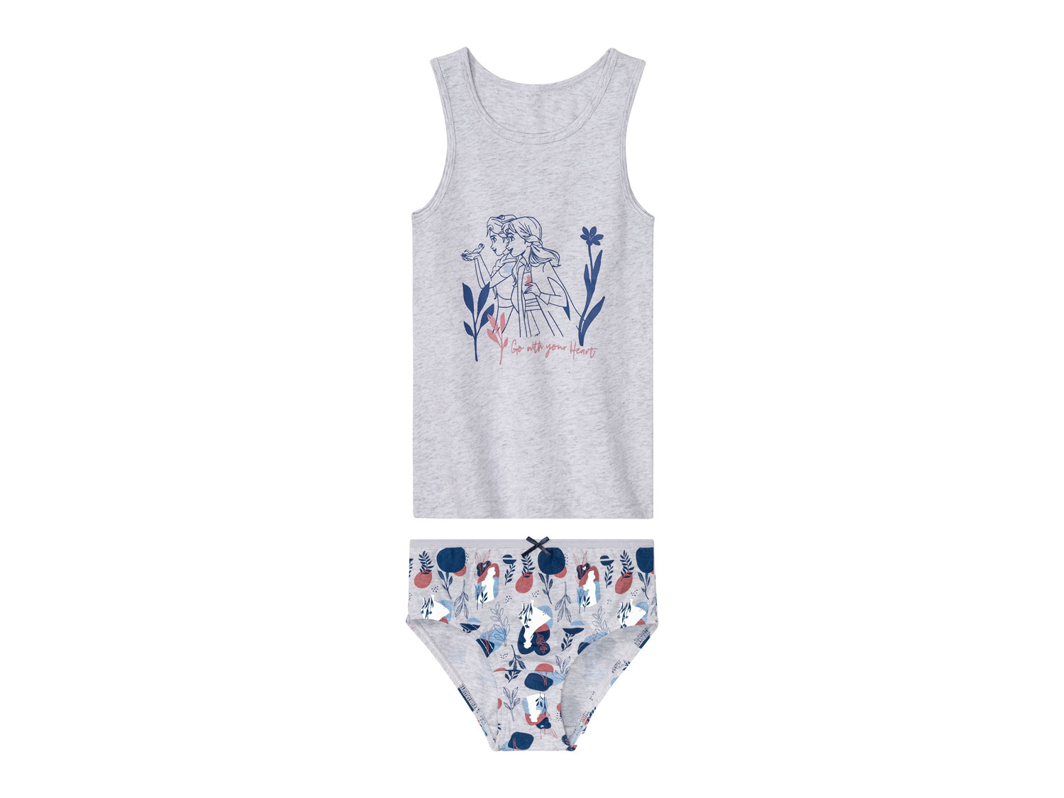 Komplet bielizny dziewczęcej z bawełną top + majtki 98/104, Jasnoszary