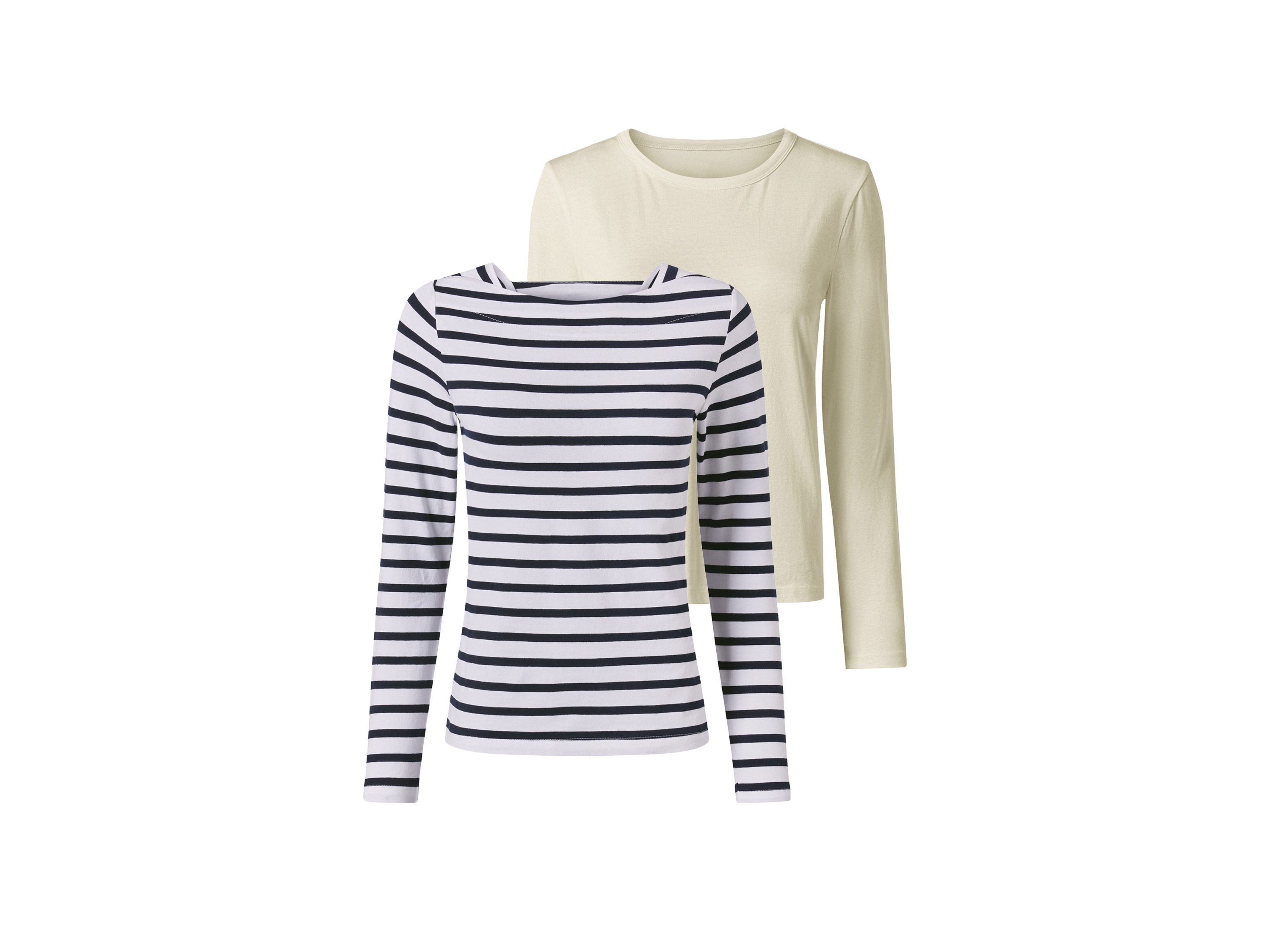 esmara Koszulki damskie z bawełną, 2 sztuki Biały/granatowy, S36/38