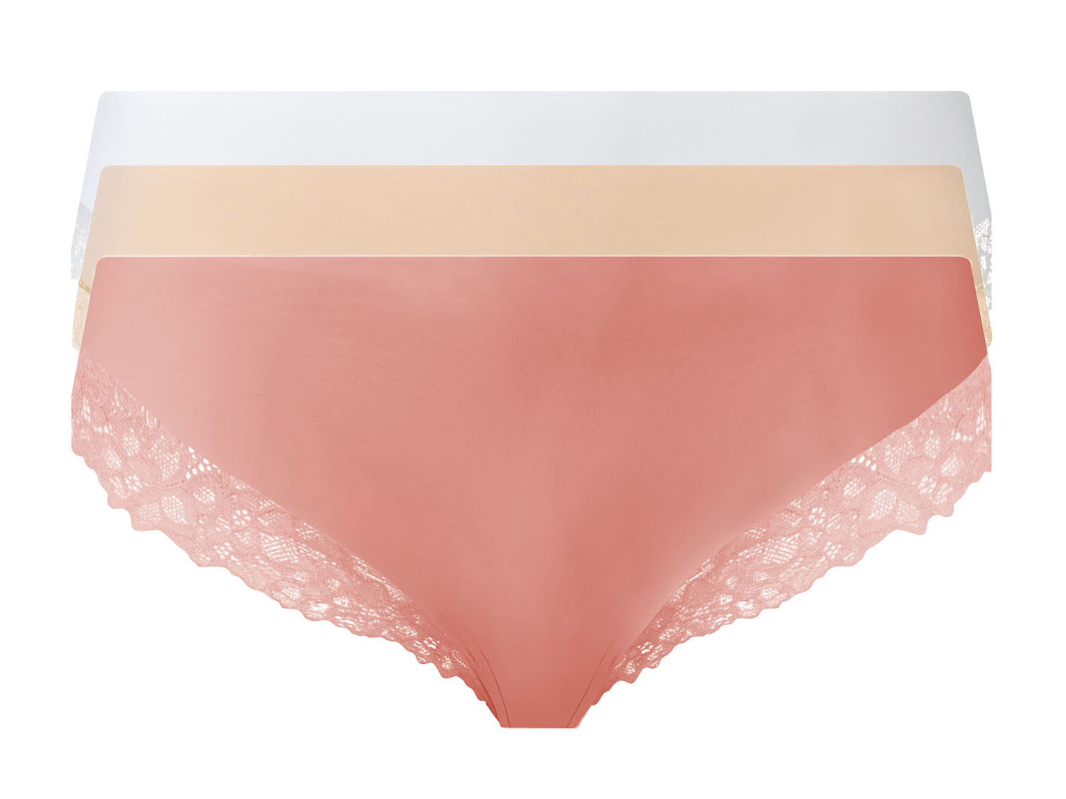 esmara Majtki damskie brazyliany bezszwowe, 3 pary Różowy/ szampański/ biały, M40/42