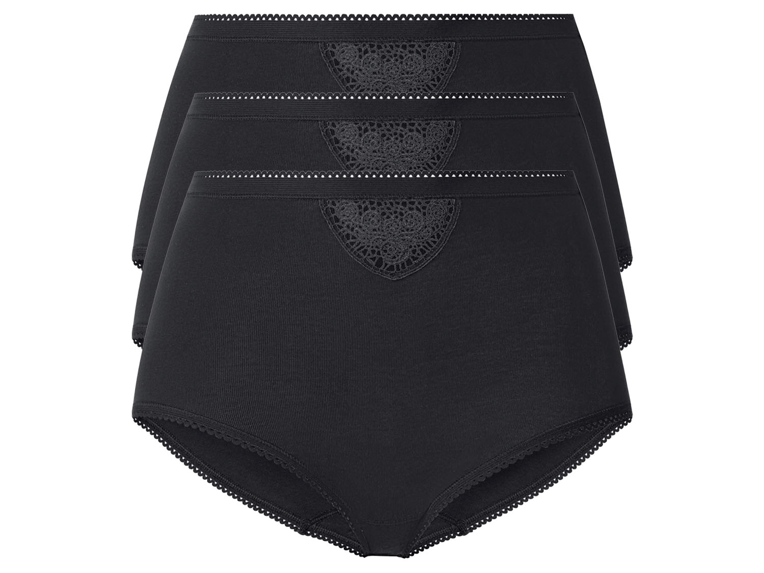 esmara Majtki damskie z wysokim stanem z bawełny, 3 pary Czarny, L44/46