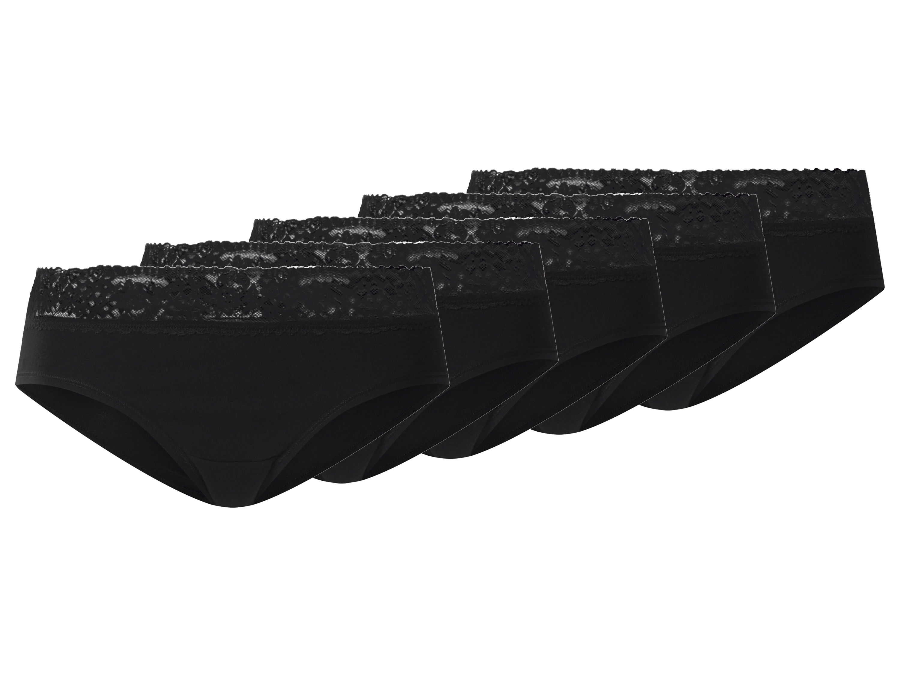 esmara Hipstery damskie z bawełną z koronką, 5 par Czarny, Xl48/50