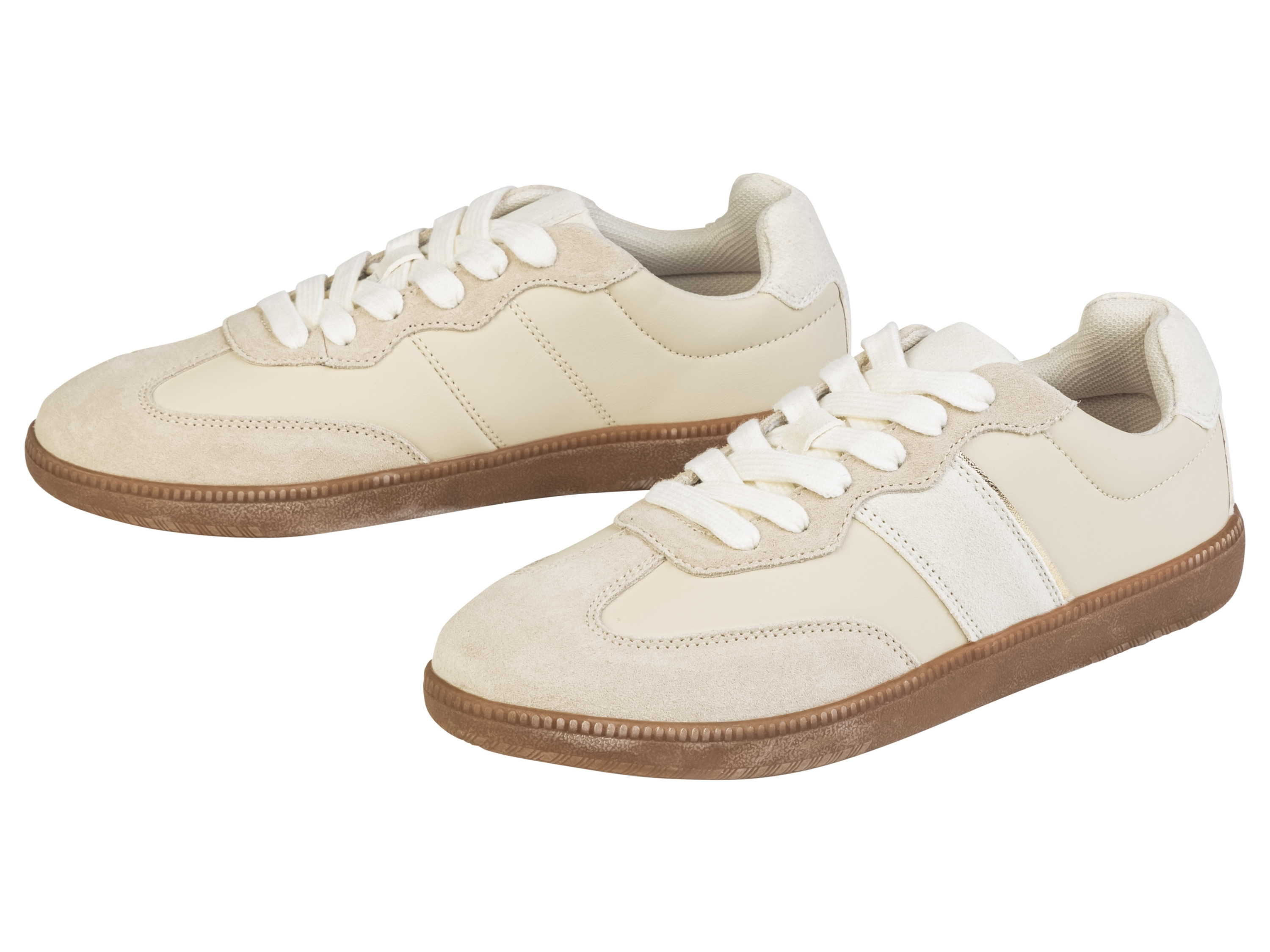 esmara Skórzane sneakersy damskie Beżowy/ biały, 40