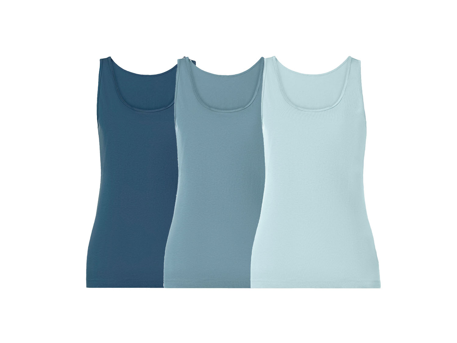 esmara Podkoszulki damskie z bawełną na ramiączkach, 3 sztuki XS 32/34, Niebieski