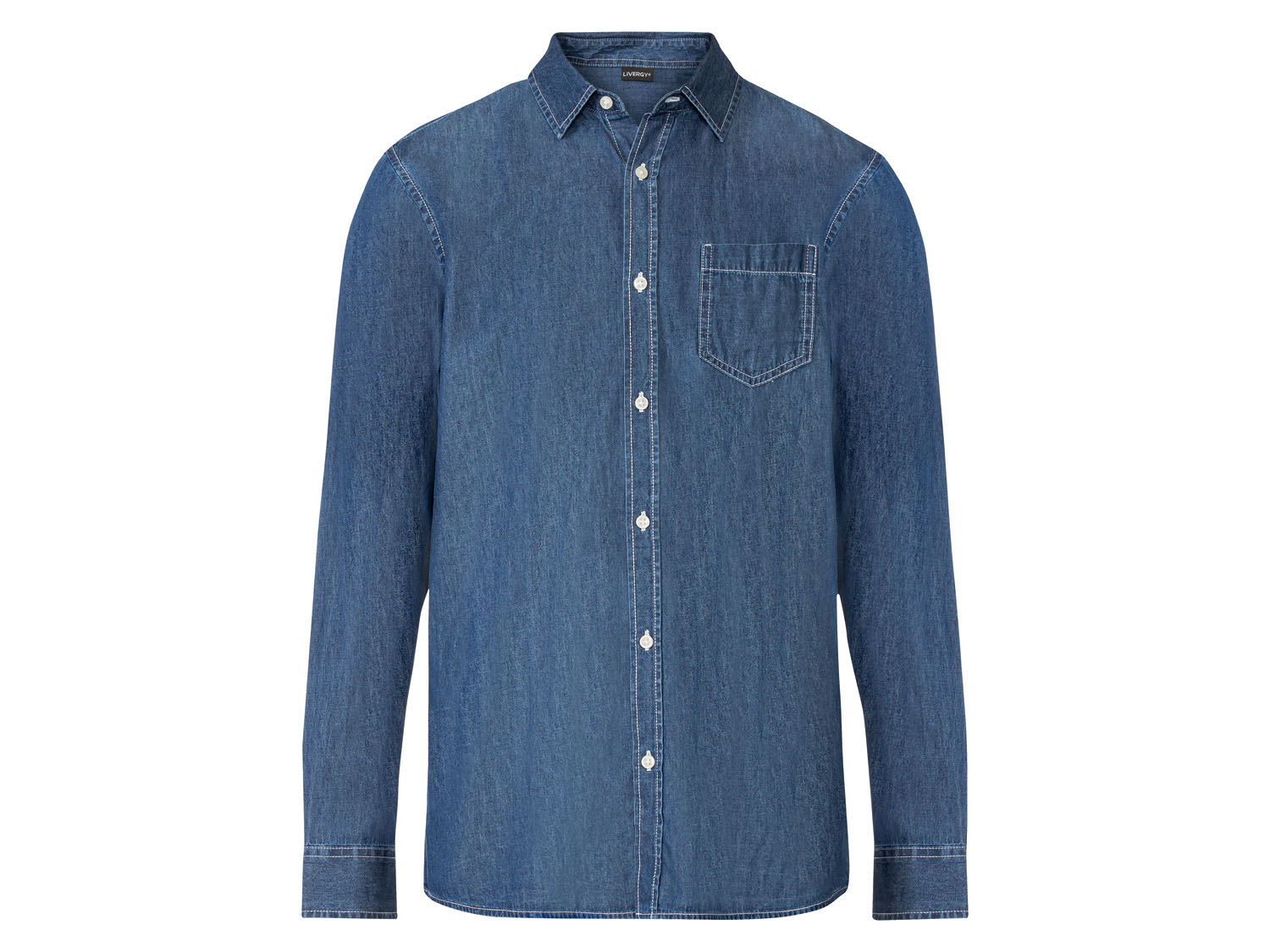 Livergy Koszula jeansowa męska z bawełny M 39/40, Ciemnoniebieski