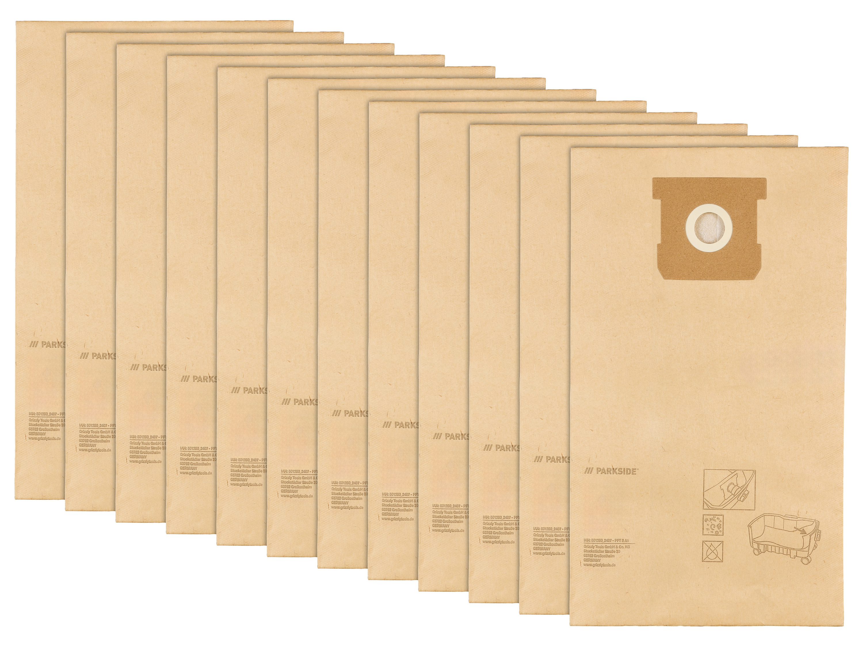 Parkside Worki filtracyjne PFT 8 A1/Pvft 8 A1 do odkurzacza Worki filtracyjne, 12 sztuk