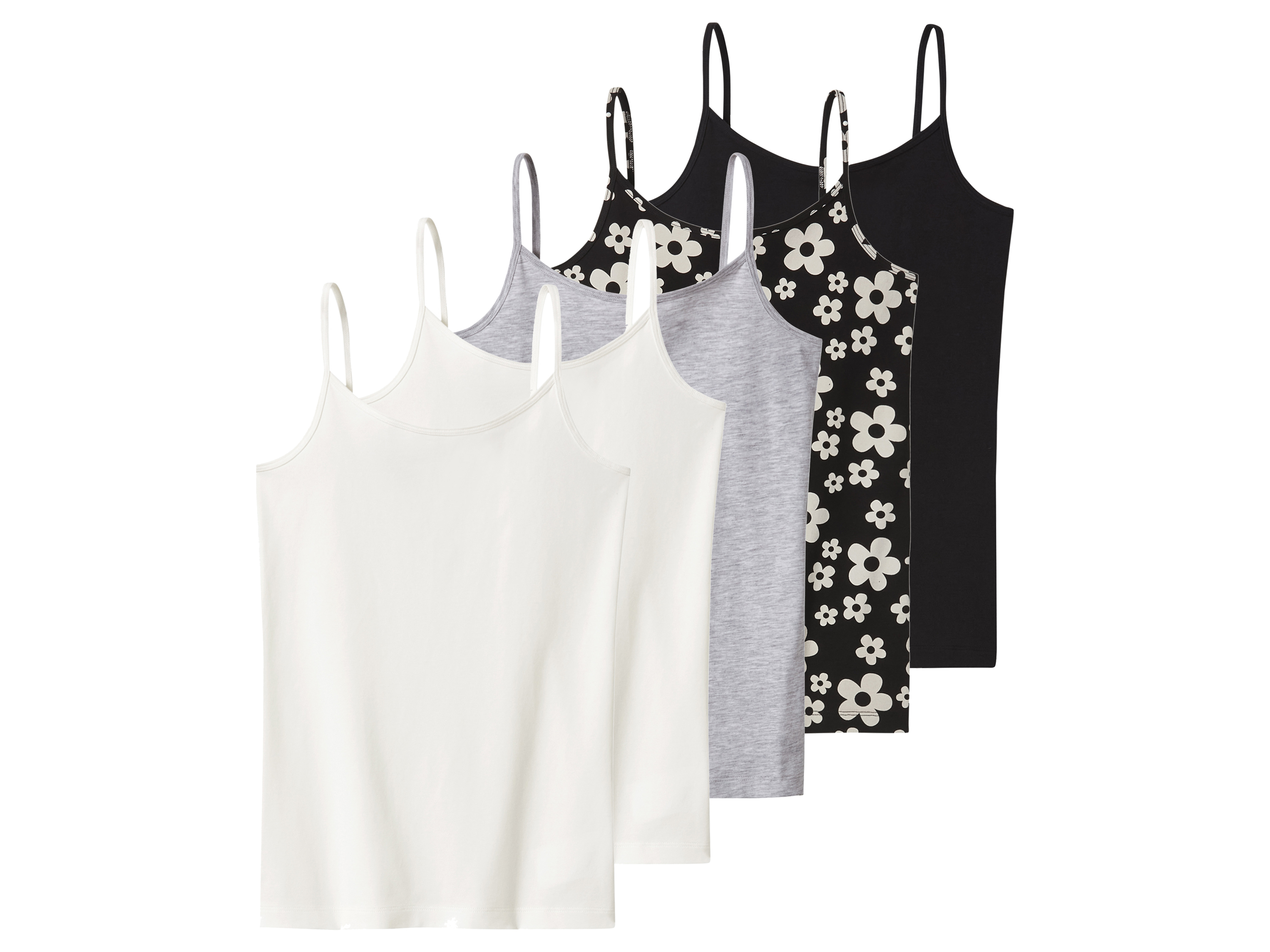 esmara Podkoszulki dziecięce z bawełbą, 5 sztuk Czarny/ szary/ biały, 158/164