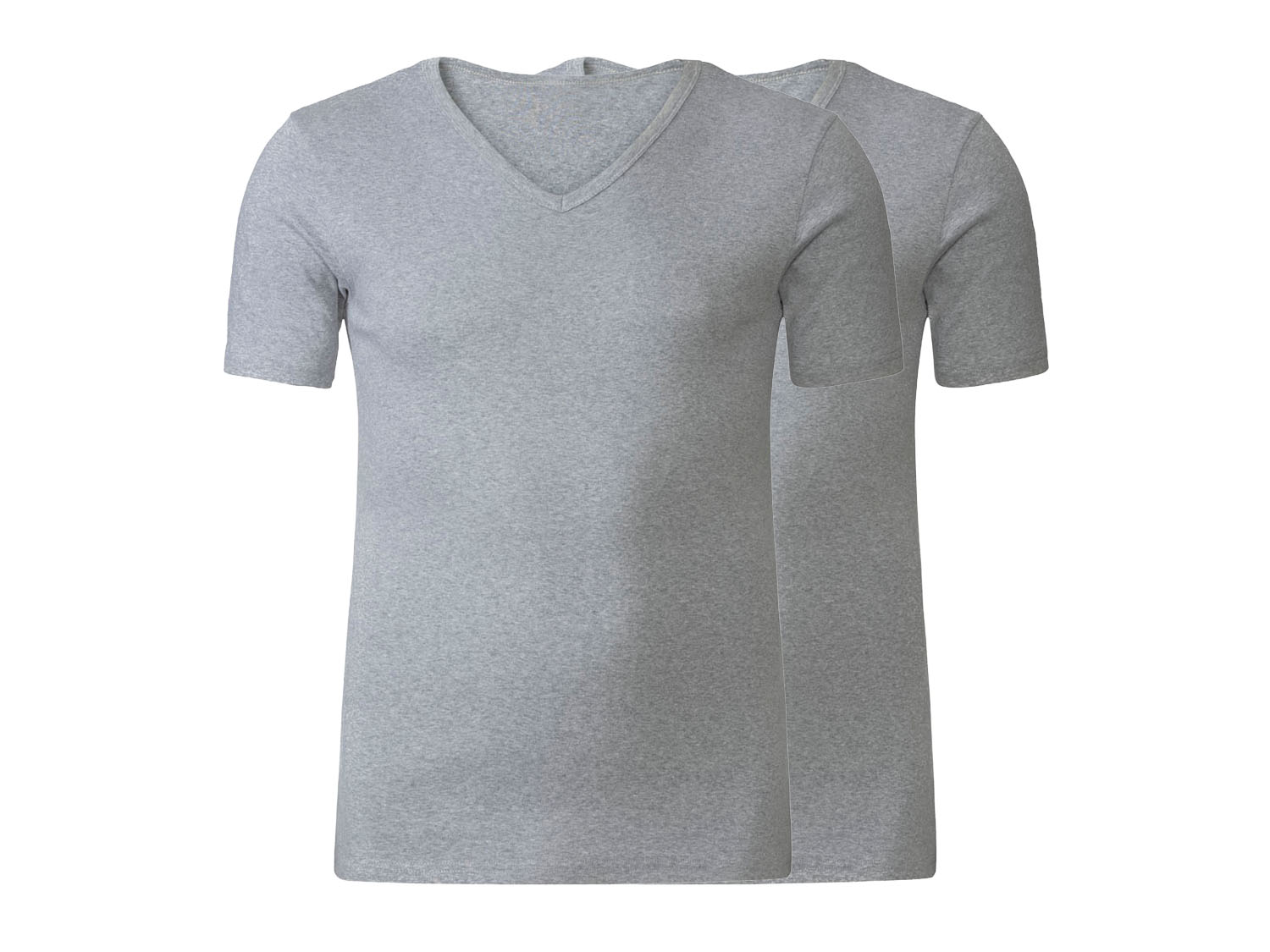 Livergy Męskie podkoszulki z prążkowanego materiału, 2 szt. Dekolt w kształcie litery V, 10/4Xl, Szary