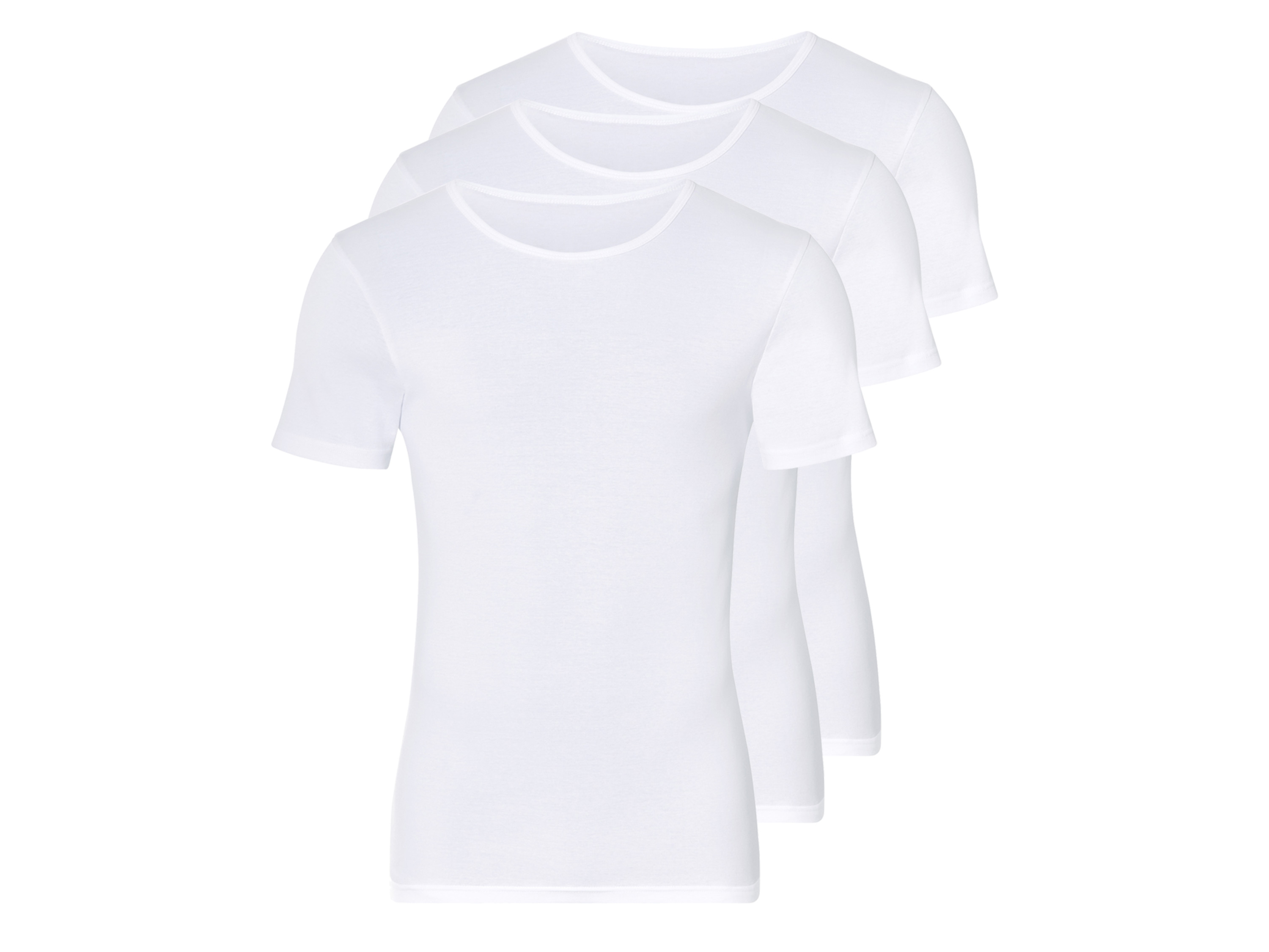 Livergy Podkoszulki męskie z bawełny, 3 sztuki okrągły dekolt, Biały, 5/M