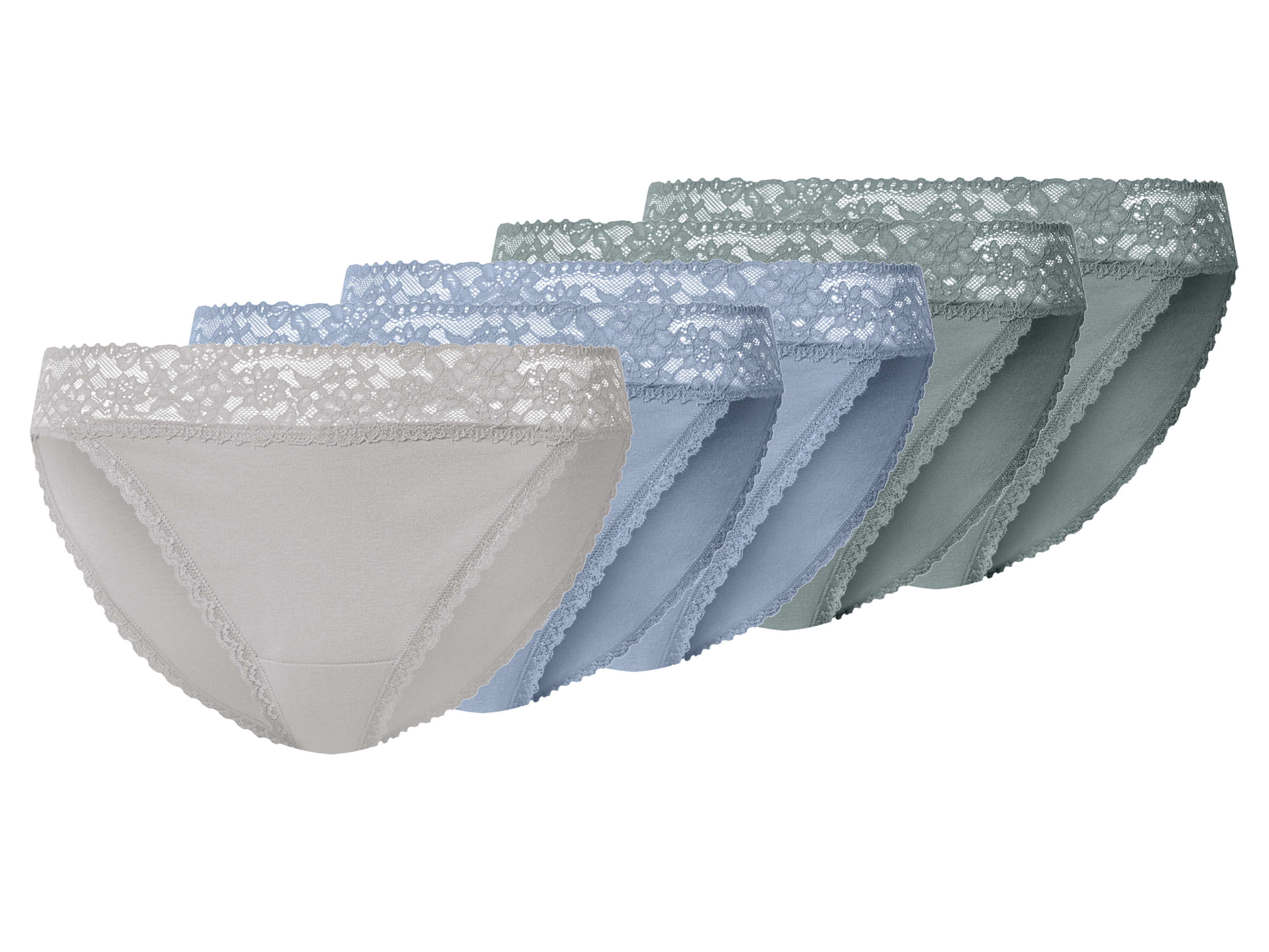 esmara Figi damskie z bawełną, 5 par zielony/niebieski/szary, Xl48/50